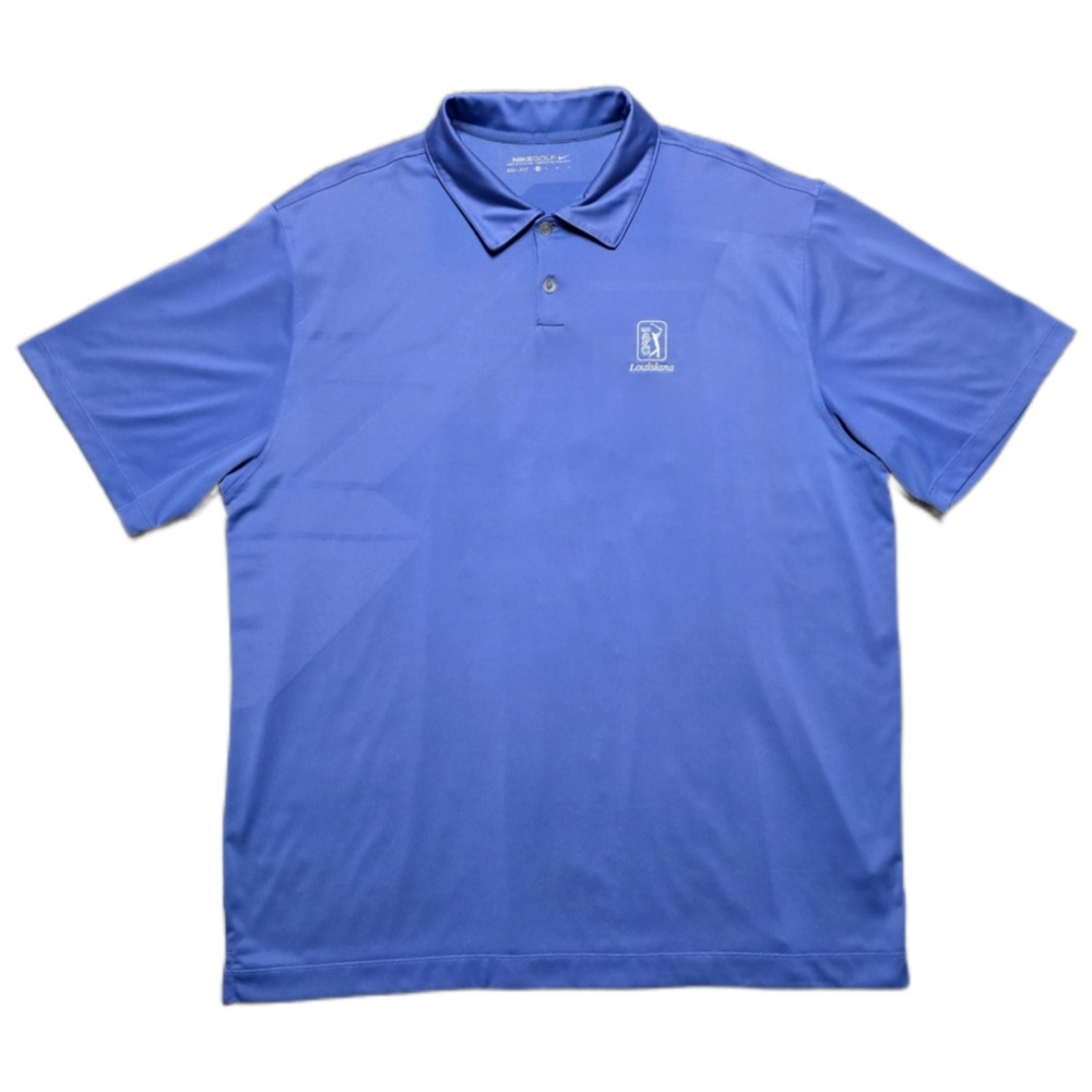 TPC Louisiana Polo Shirt XL Men Blue Short Sleeve Nike Golf Dri-Fit‎ Stretch